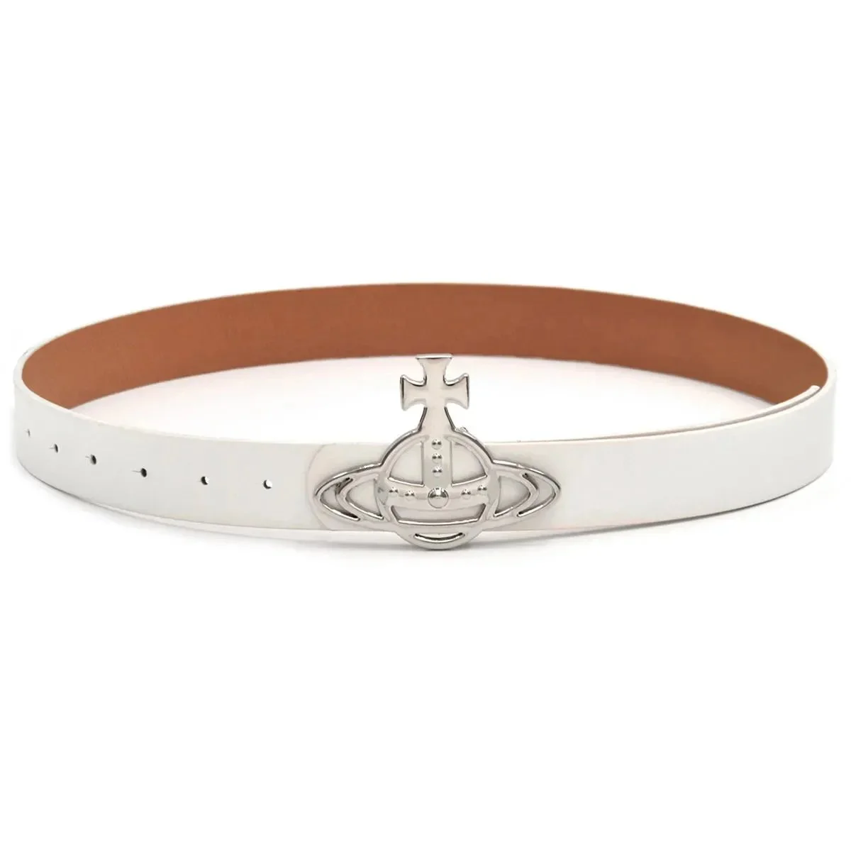 Vivienne Westwood Vivienne Westwood Orb Belt White Leather Belt White