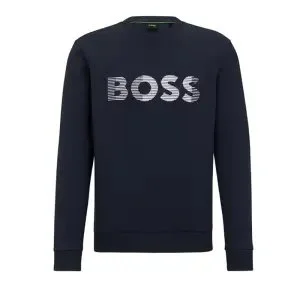 Hugo Boss Boss Navy Striped Logo Sweatshirt Navy - 1