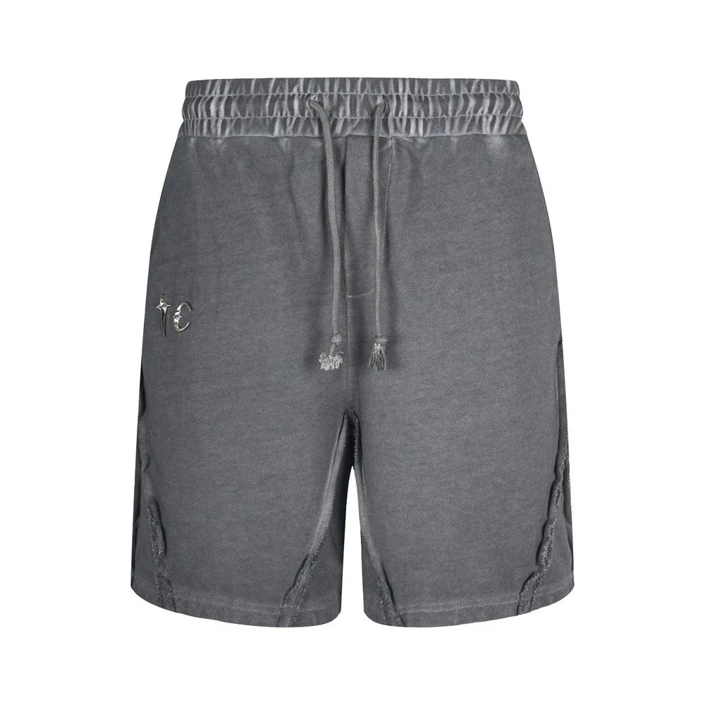Other Distressed Grey Shorts with Metal Embroidery Grey - 1