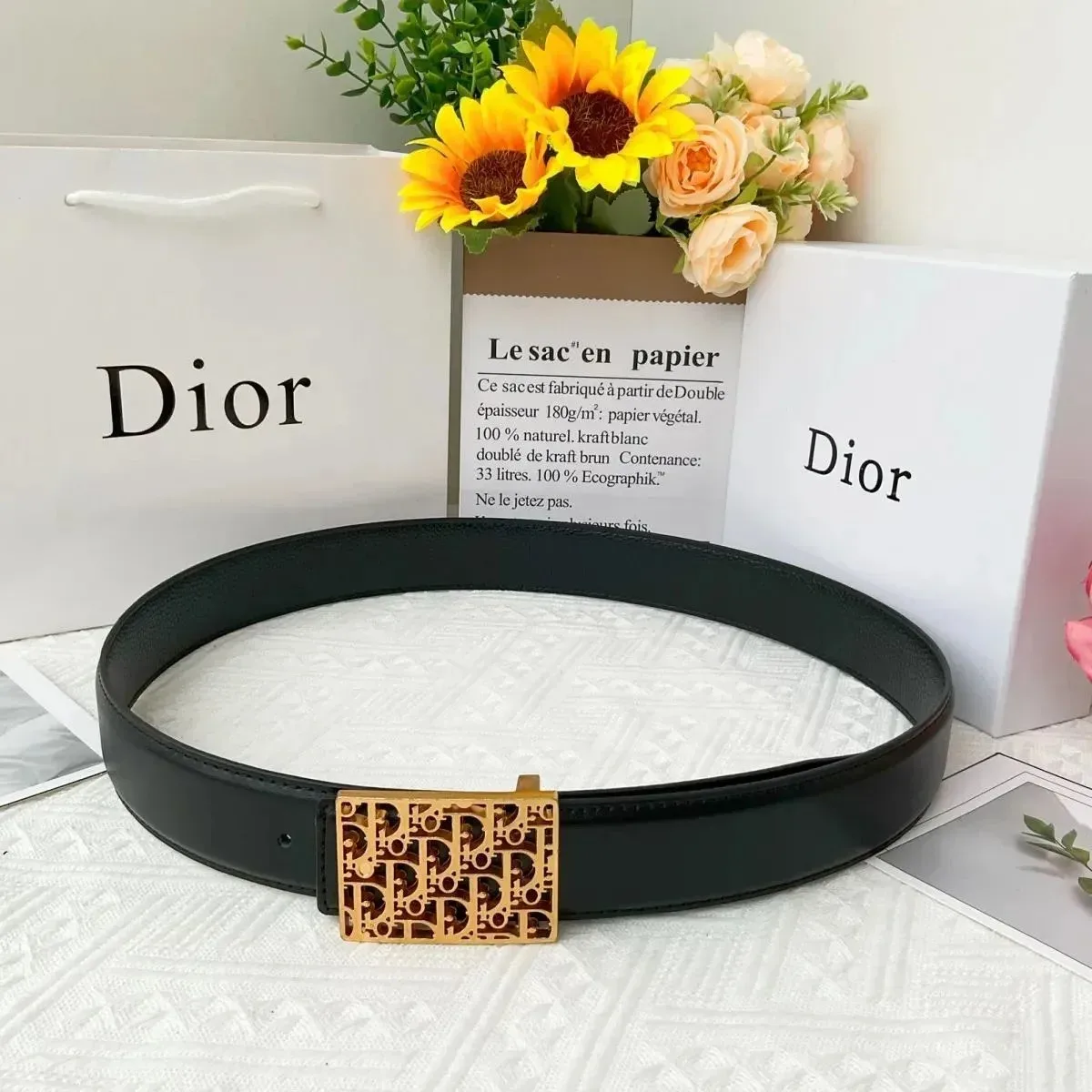 Dior Dior Black Gold Buckle Belt Black