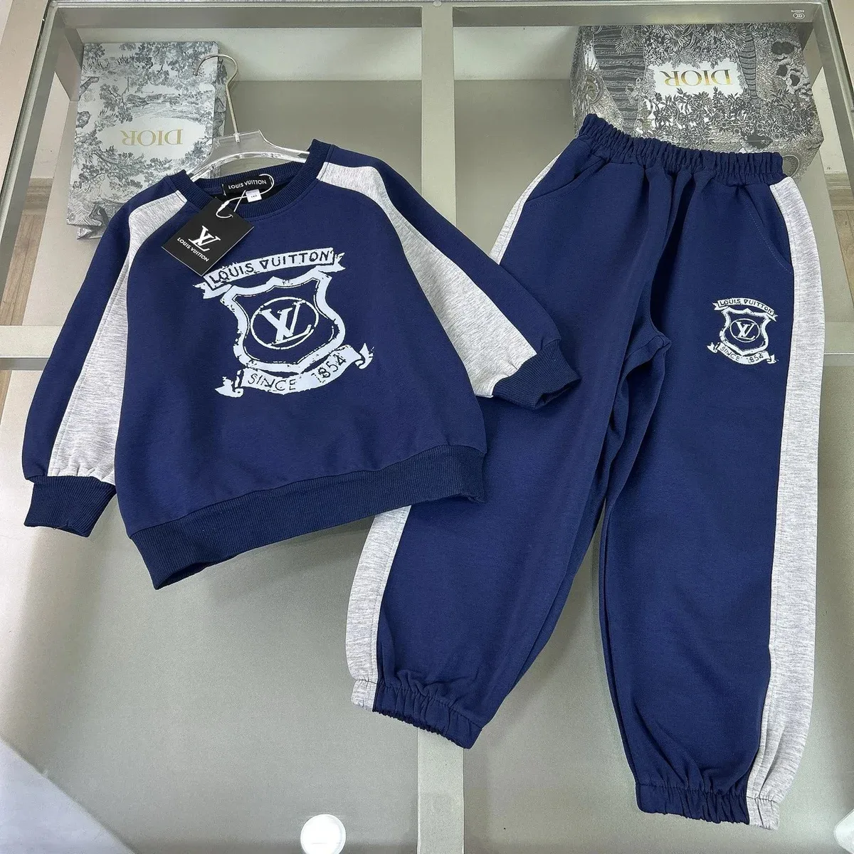 Louis Vuitton Louis Vuitton Kids Navy/Grey Shield Logo Tracksuit Set Navy