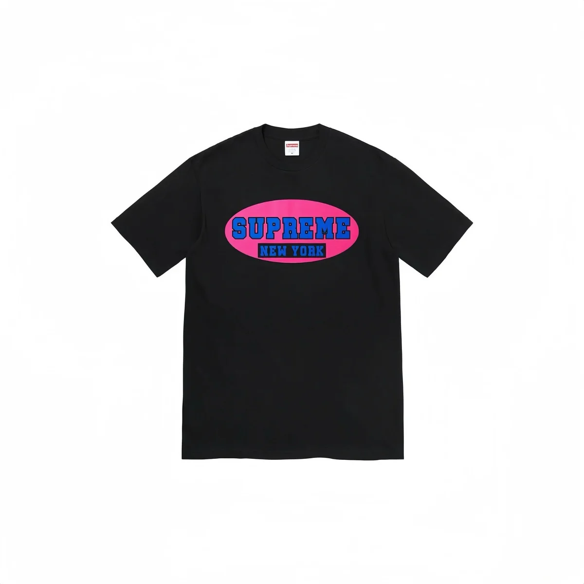 Supreme Supreme Black Pink Oval Logo T-Shirt Black - 1