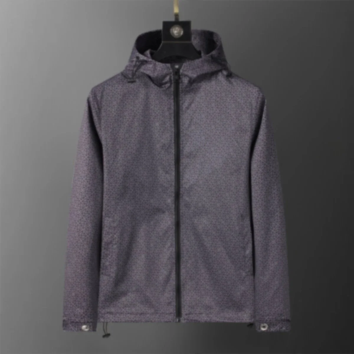 Other Patterned Hooded Zip-Up Jacket Black | Unisex Outerwear Black - 1