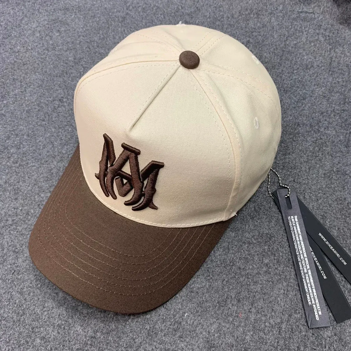 Other Unisex Beige & Brown Embroidered Snapback Hat Beige - 1