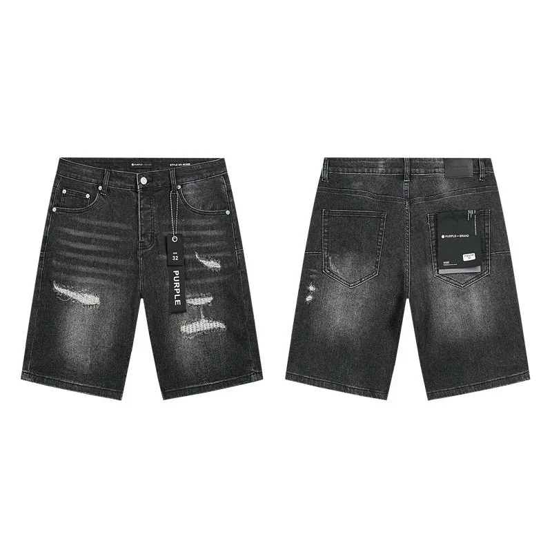 Purple Brand Purple Brand P001 Distressed Black Denim Shorts Black - 1