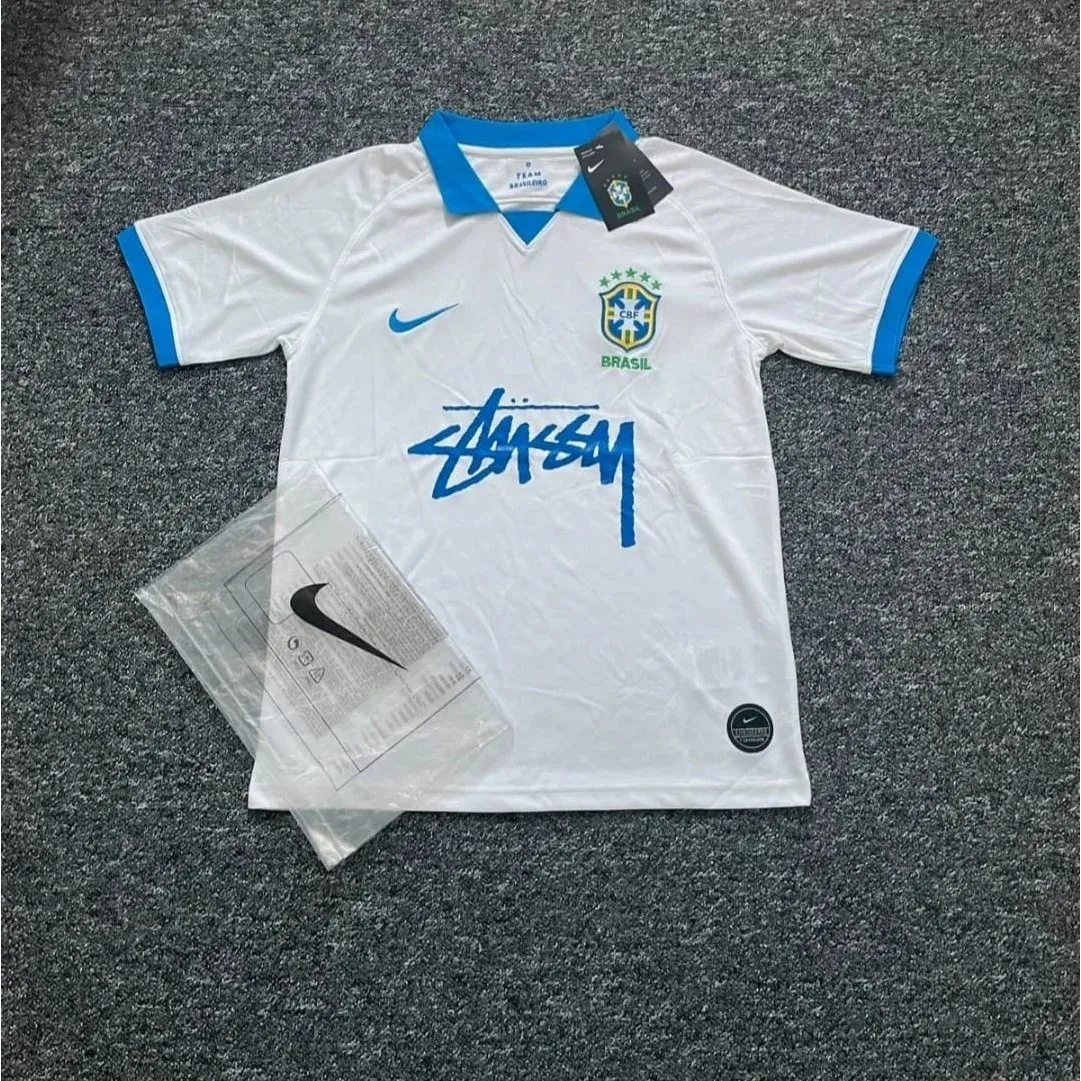 Nike Nike Brazil Stussy Jersey White/Blue Soccer Shirt White - 1