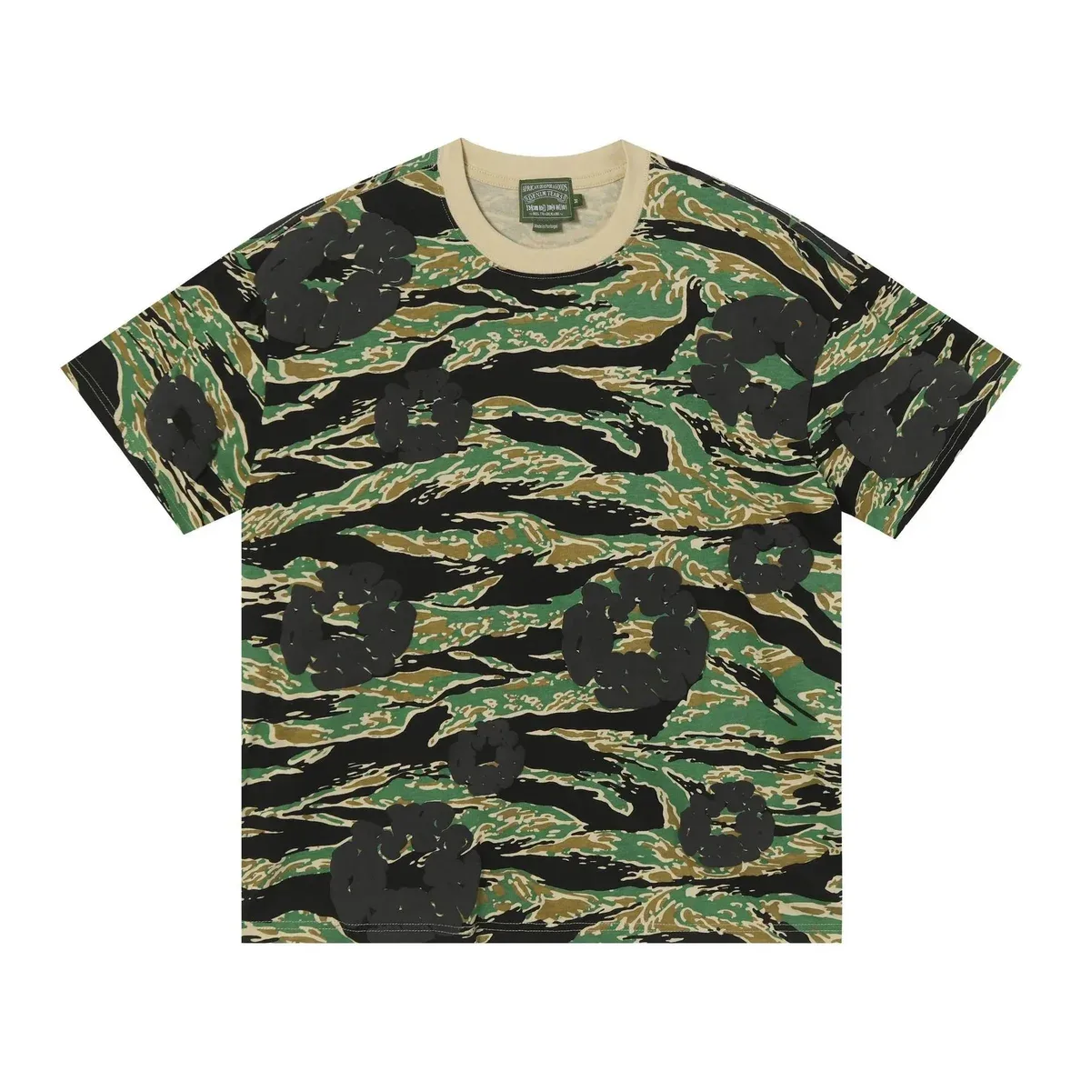 Other Short Sleeve Tiger Camo Green T-Shirt Green - 1