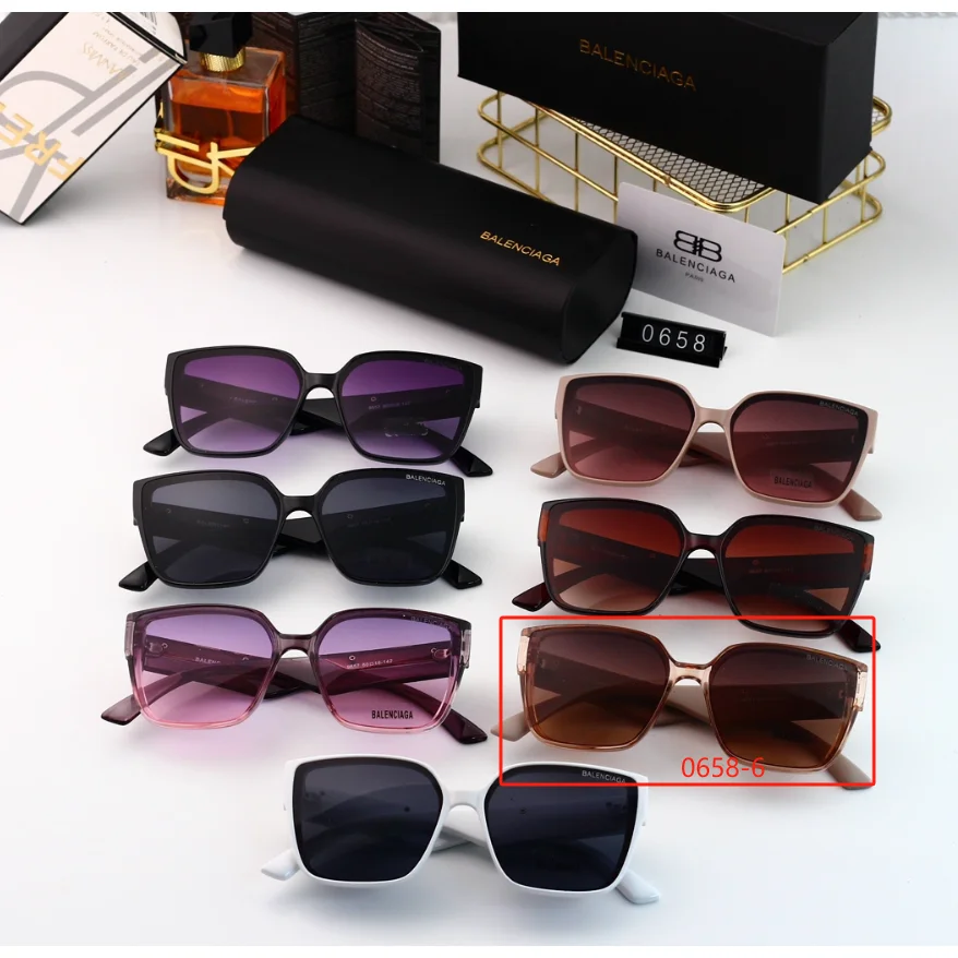 Balenciaga Balenciaga 0658-6 Brown Square Sunglasses Brown - 1
