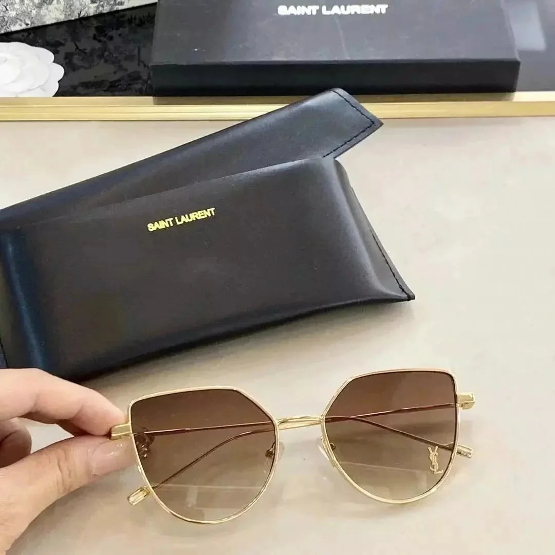 Saint Laurent Saint Laurent YSL Gradient Brown Cat-Eye Sunglasses Gold - 1