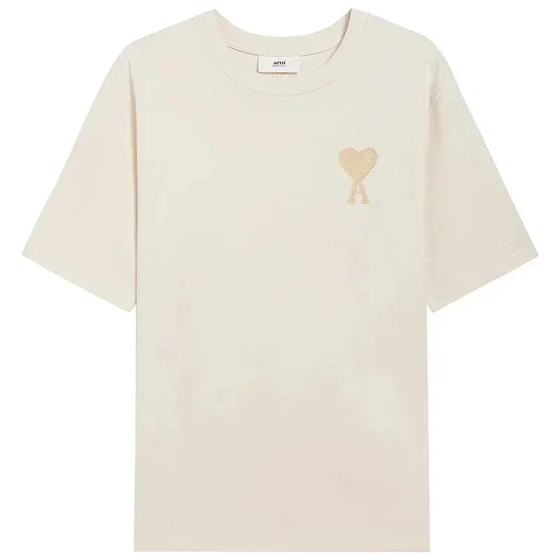 Ami Paris AMI Heart Logo Beige T-Shirt Beige - 1