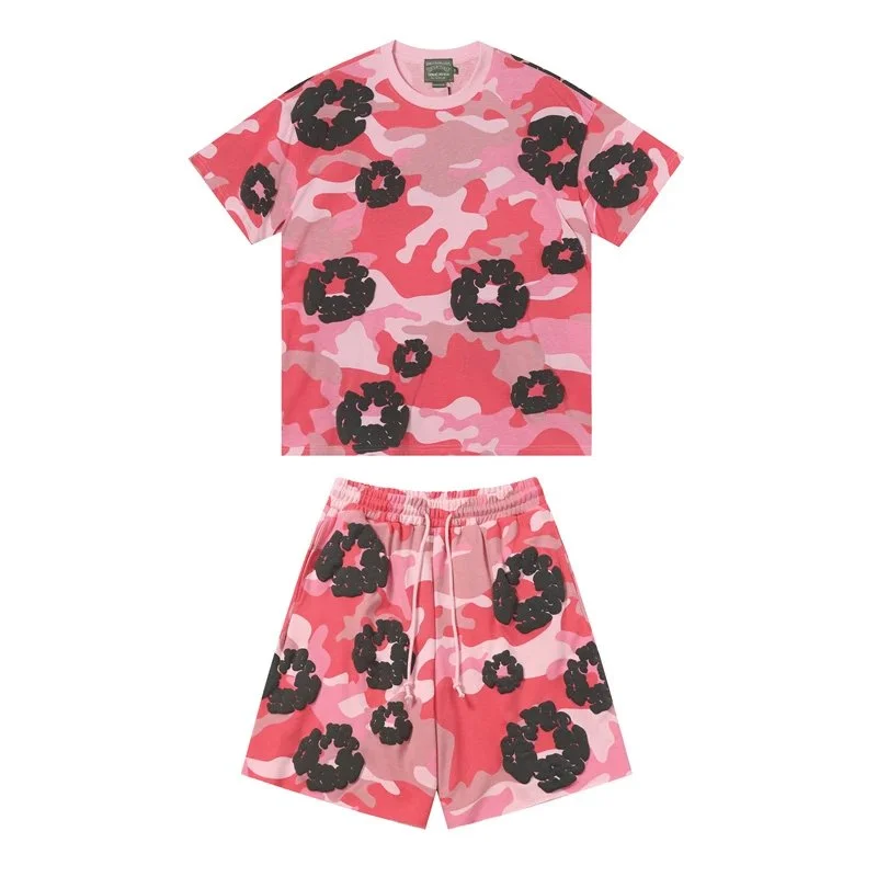 Other Co-ord Set Pink Camo Floral Shorts & T-Shirt Pink - 1