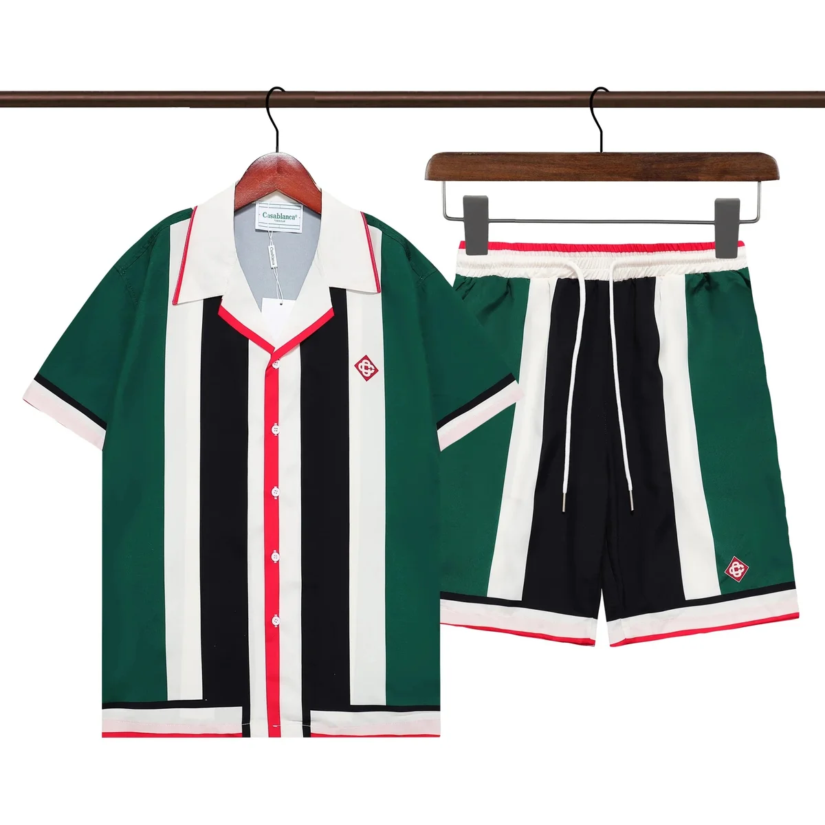 Other Casablanca Striped Shirt & Shorts Set 30 Co-ord Set Green - 1