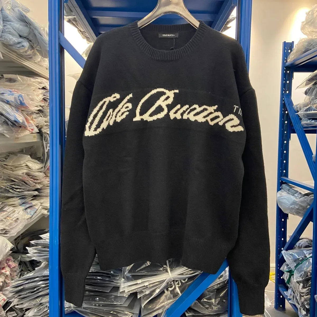 Cole Buxton Cole Buxton Black Script Knit Sweater Black - 1