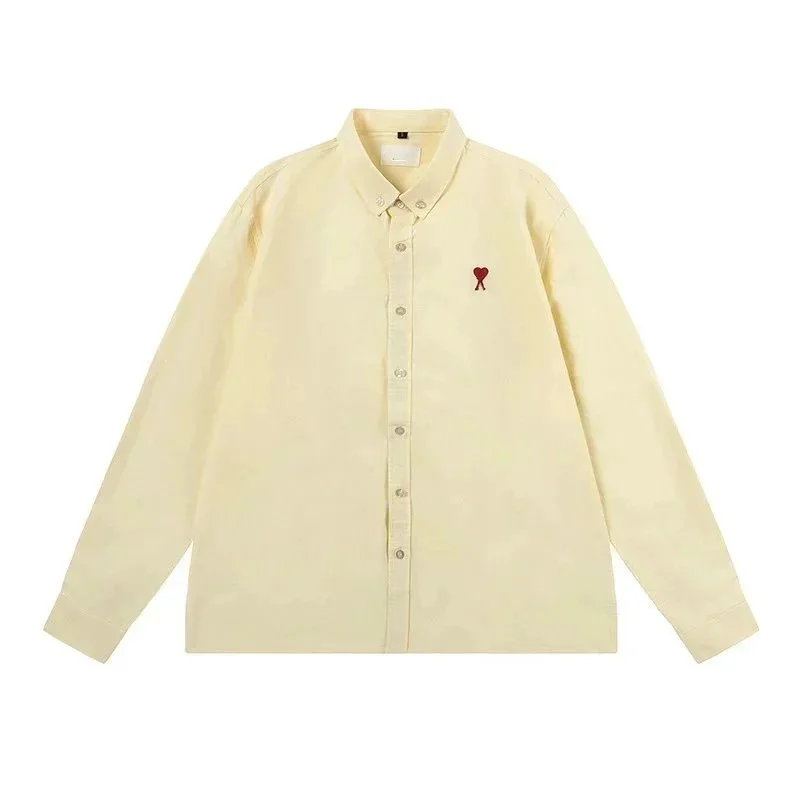 Ami Paris Ami Paris Heart Embroidered Shirt Cream Yellow Yellow - 1