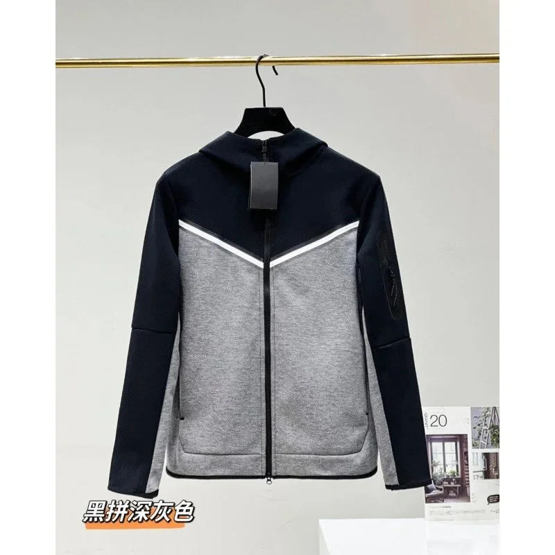 Other Unisex Black and Grey Tech Fleece Hoodie Jacket Grey - 1