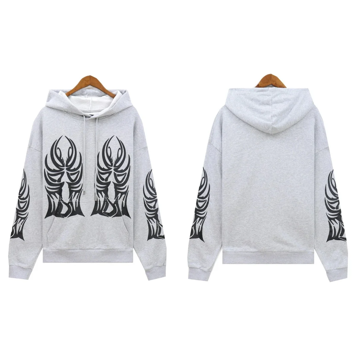 Other Tribal Print Washed Grey Hoodie Grey - 1