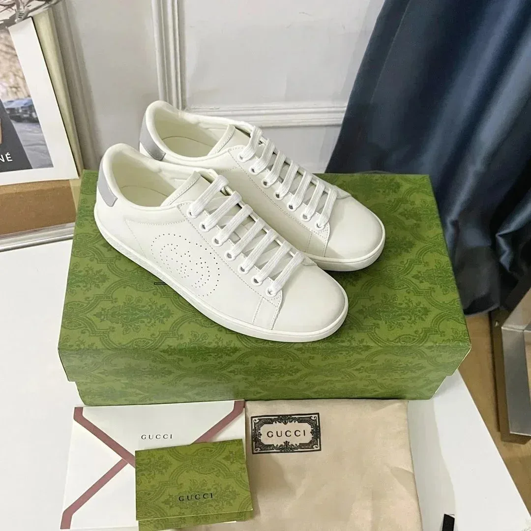 Gucci Gucci Ace White/Silver Perforated Sneakers White