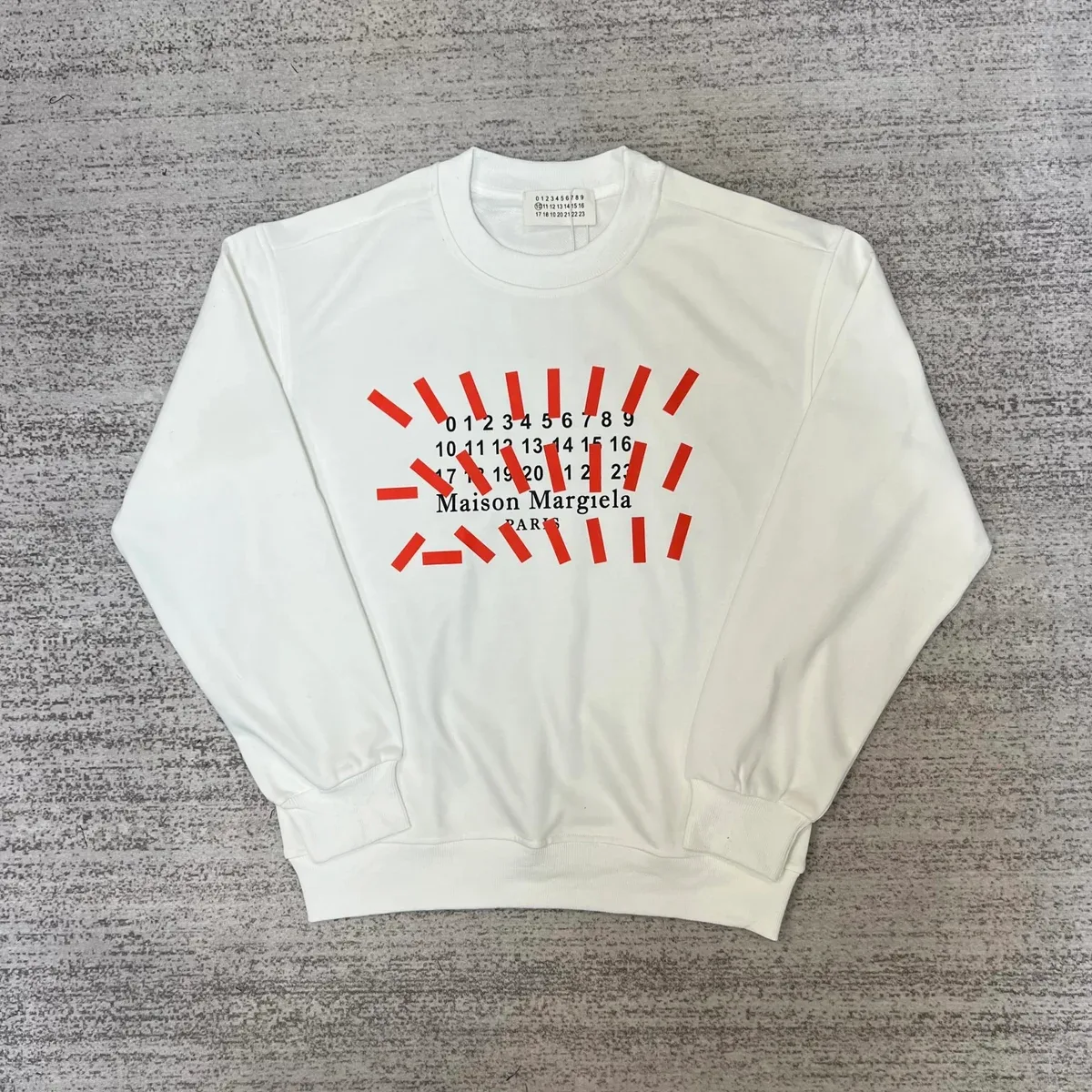 Maison Margiela Maison Margiela White Red Block Print Crewneck Sweatshirt White - 1
