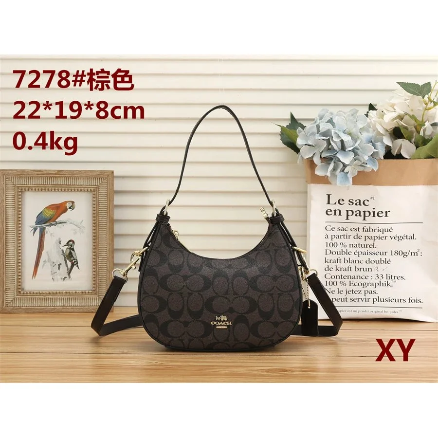 Coach Coach Signature Brown Leather Shoulder Bag Brown