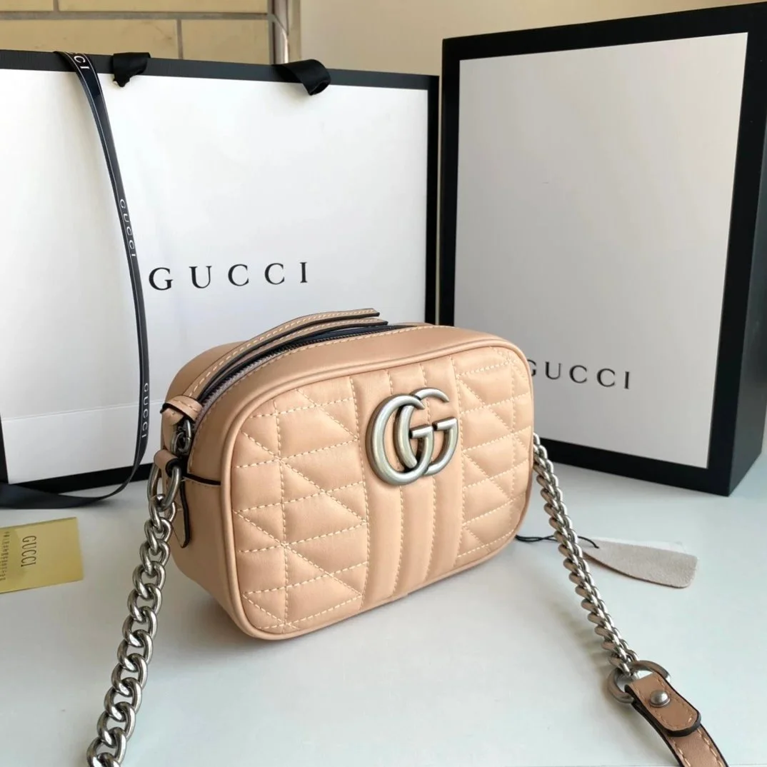 Gucci Gucci GG Marmont Beige Quilted Crossbody Bag Beige