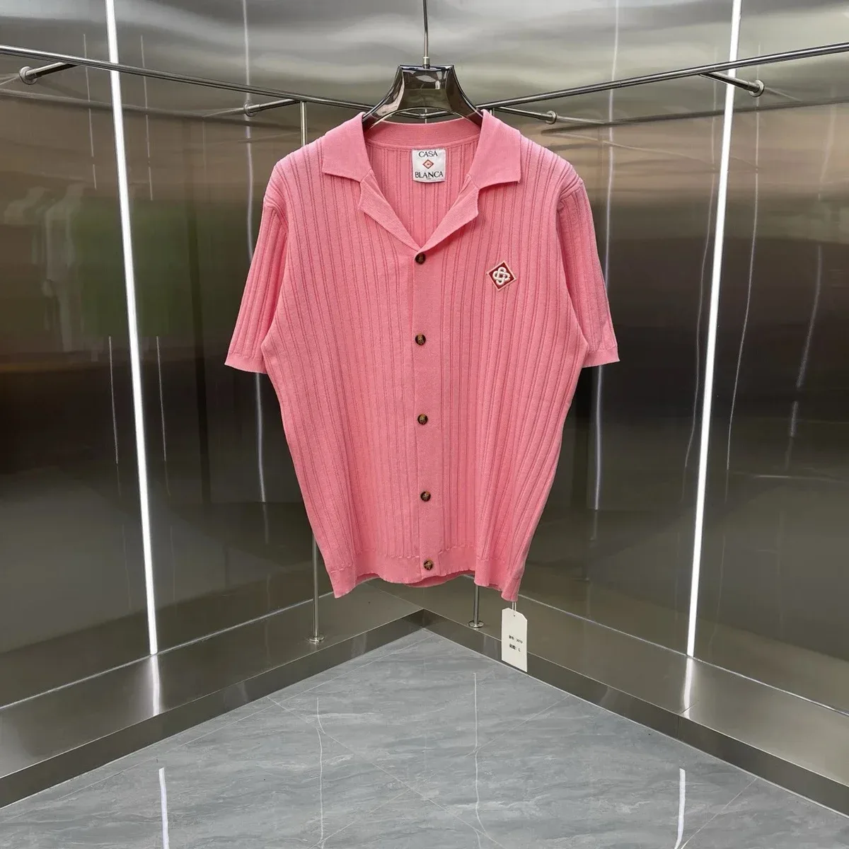 Other Casa Blanca 125 Pink Ribbed Knit Polo Shirt Pink - 1