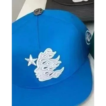 Other Blue Flame & Star Embroidered Cap H5 Headwear Blue - 1