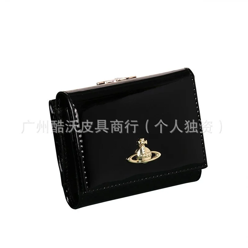 Vivienne Westwood Vivienne Westwood Orb Black Patent Leather Silver Orb Wallet Black