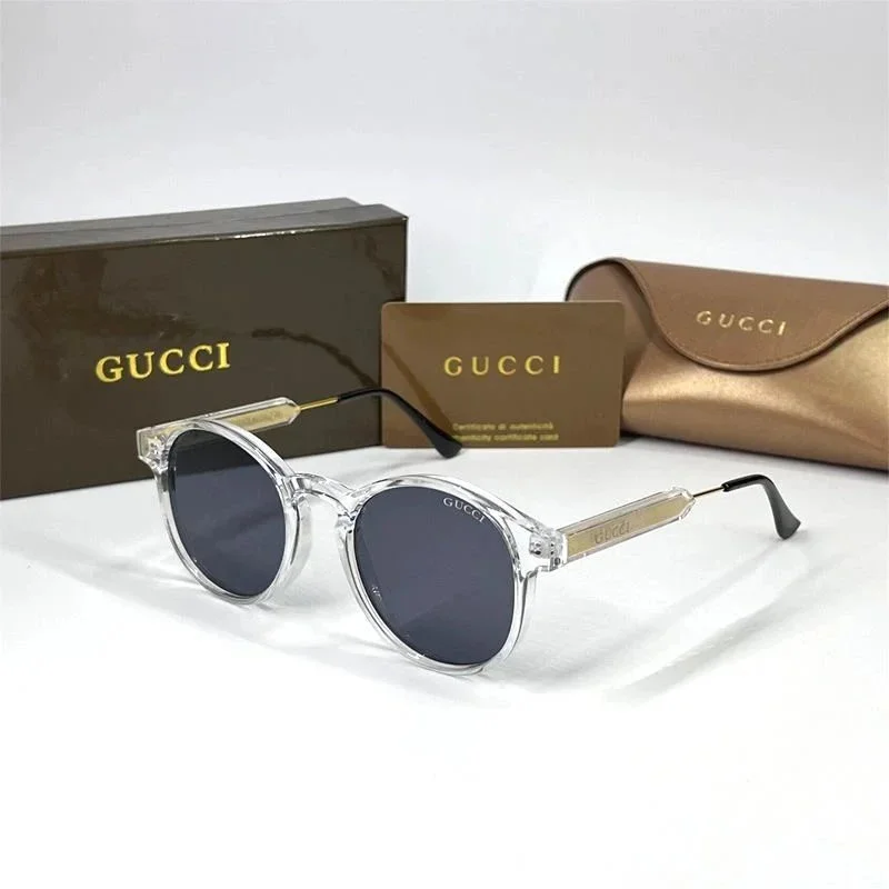 Gucci Gucci Round Frame Sunglasses Clear Frame Black Lens Eyewear Black - 1