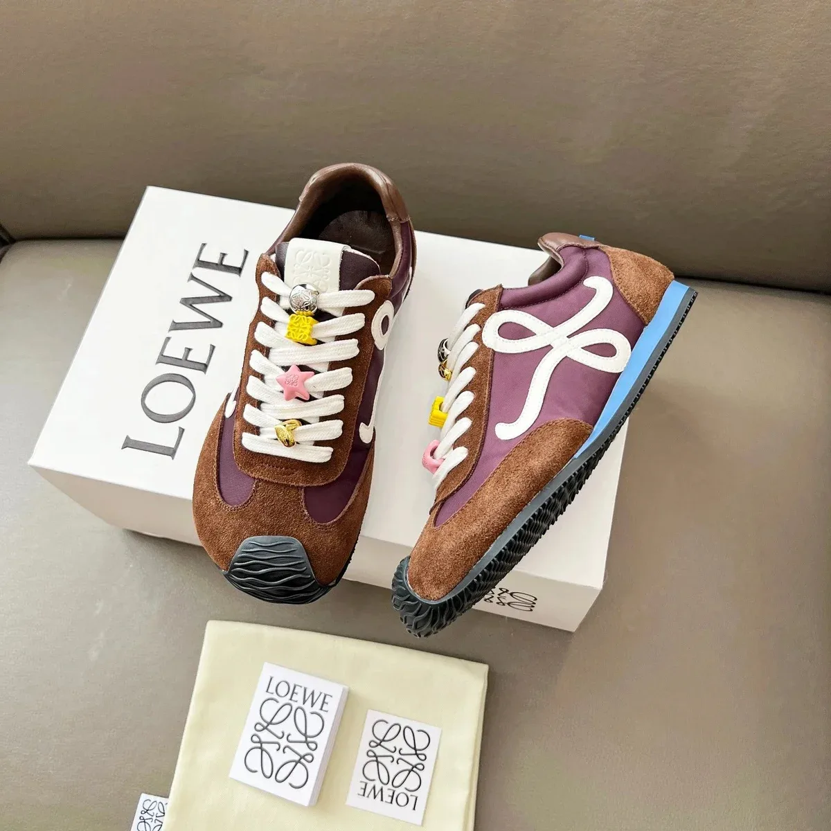 Loewe Loewe Anagram Runners Purple Brown Beaded Sneakers Purple