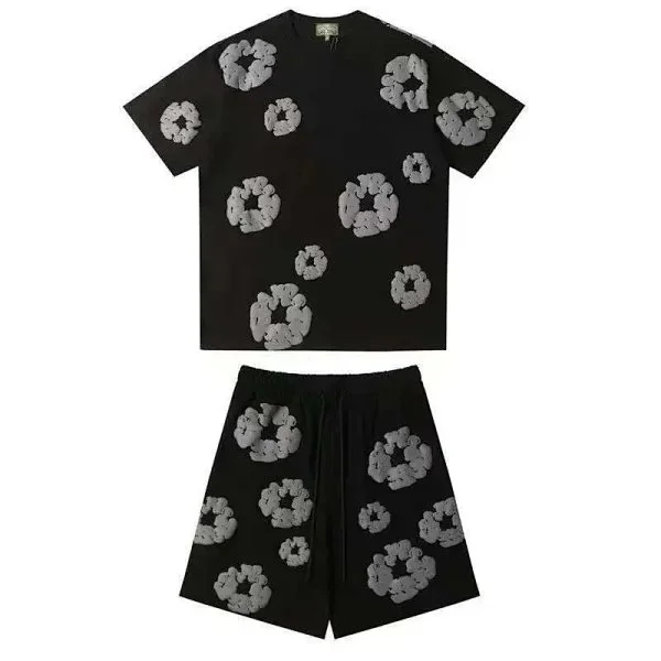Other Co-ord Set with Gray Floral Print on Black Black - 1