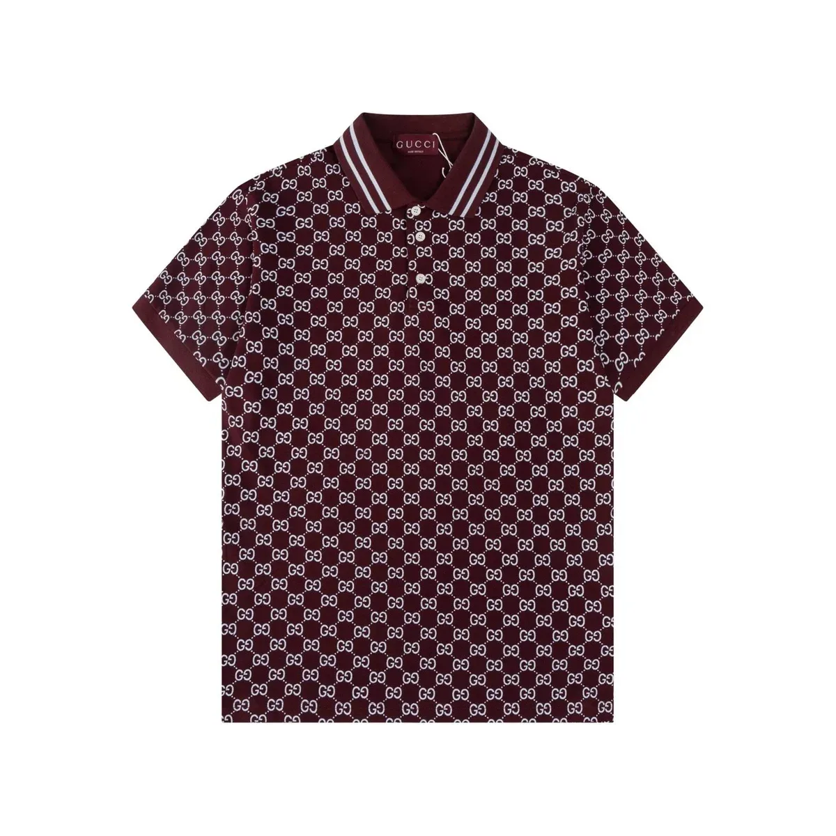 Gucci Gucci GG Monogram Polo Shirt Burgundy Red - 1