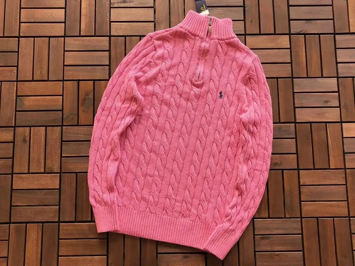 Polo Ralph Lauren Polo Ralph Lauren Cable Knit Half-Zip Sweater 19 Pink Pink - 1