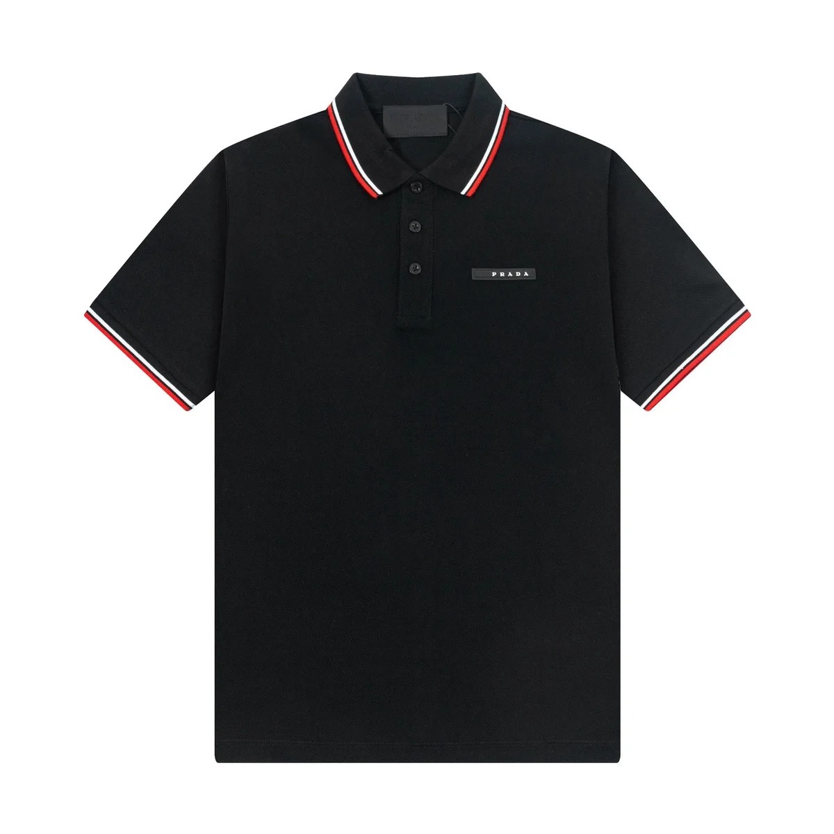 Prada Prada Black Red White Trim Polo Shirt Black - 1