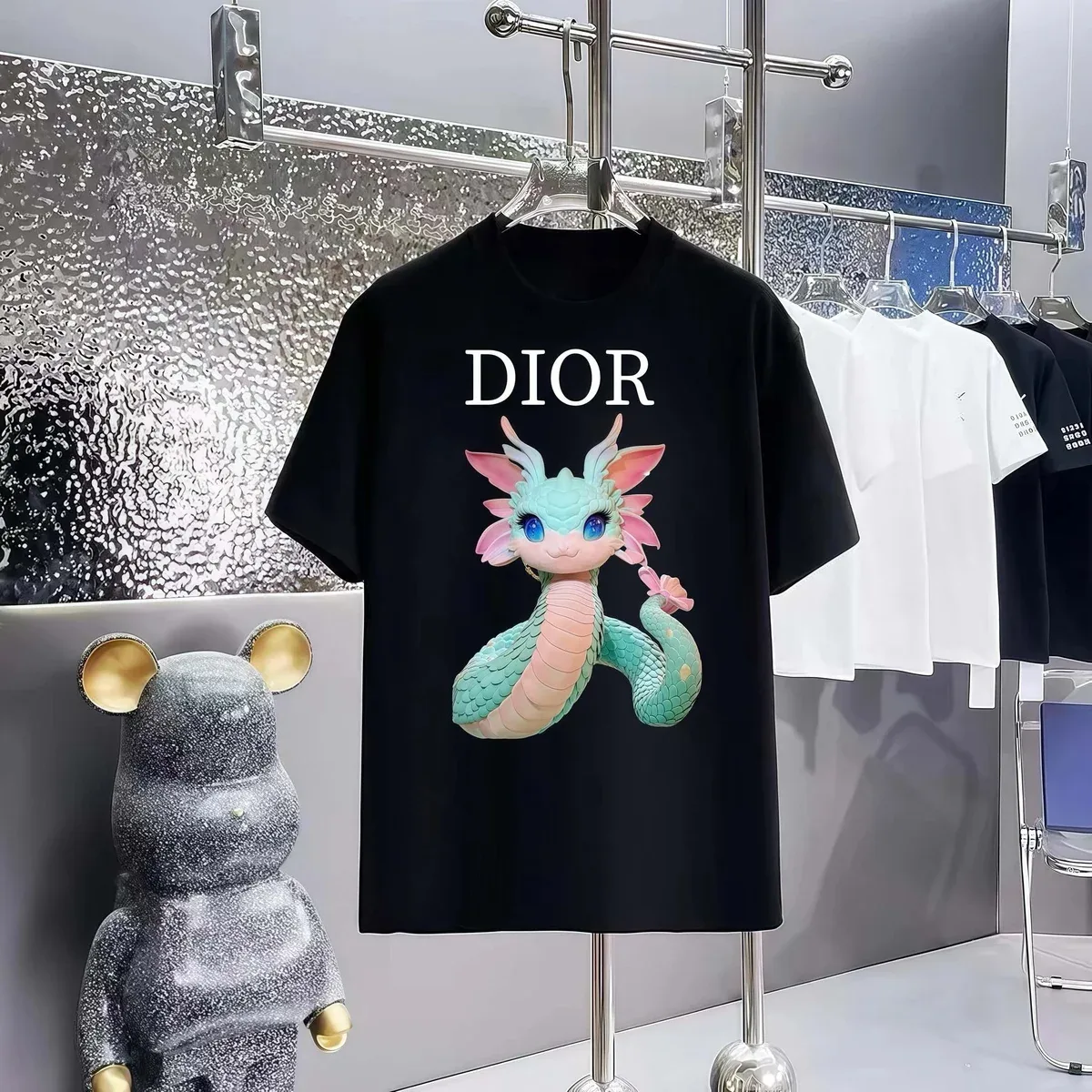 Dior Dior Dragon Print T-Shirt Black Black - 1
