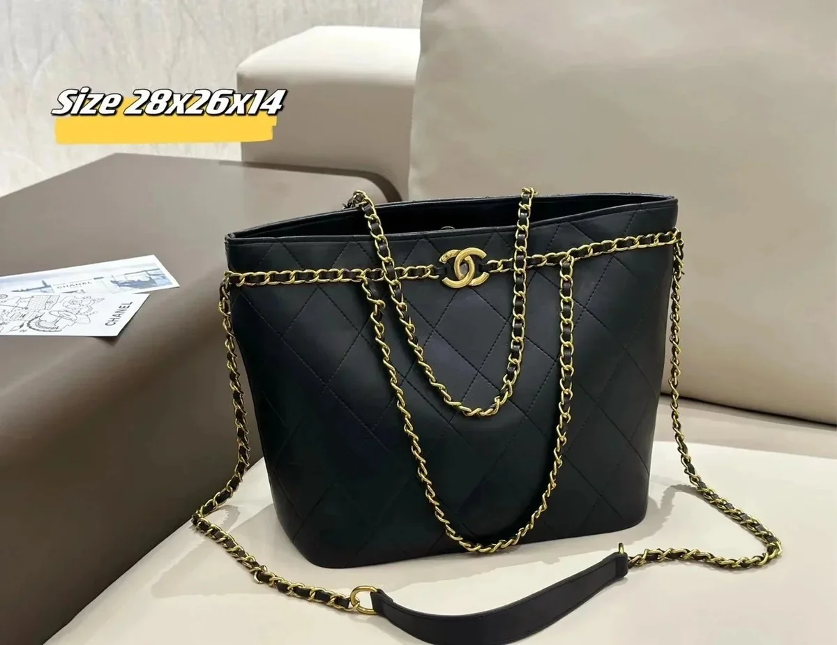 Chanel Classic Flap Black Gold Chain Tote
