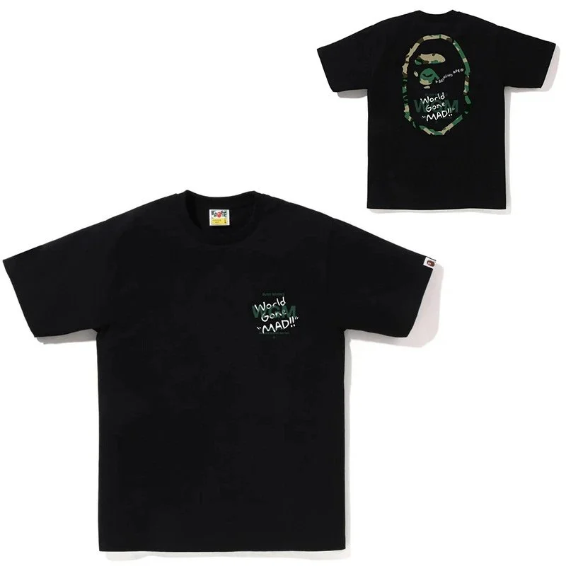 A Bathing Ape A Bathing Ape BAPE STA Black 'World Gone MAD!!' T-Shirt Black - 1