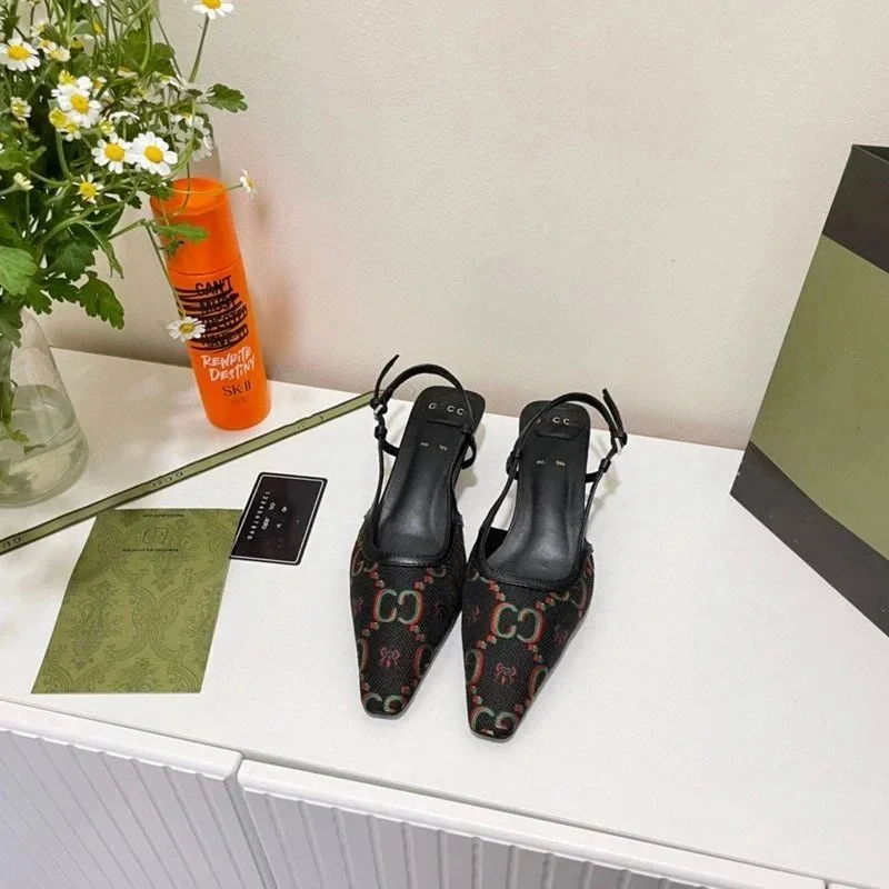 Gucci Gucci GG Marmont Black Leather Heels Black - 1