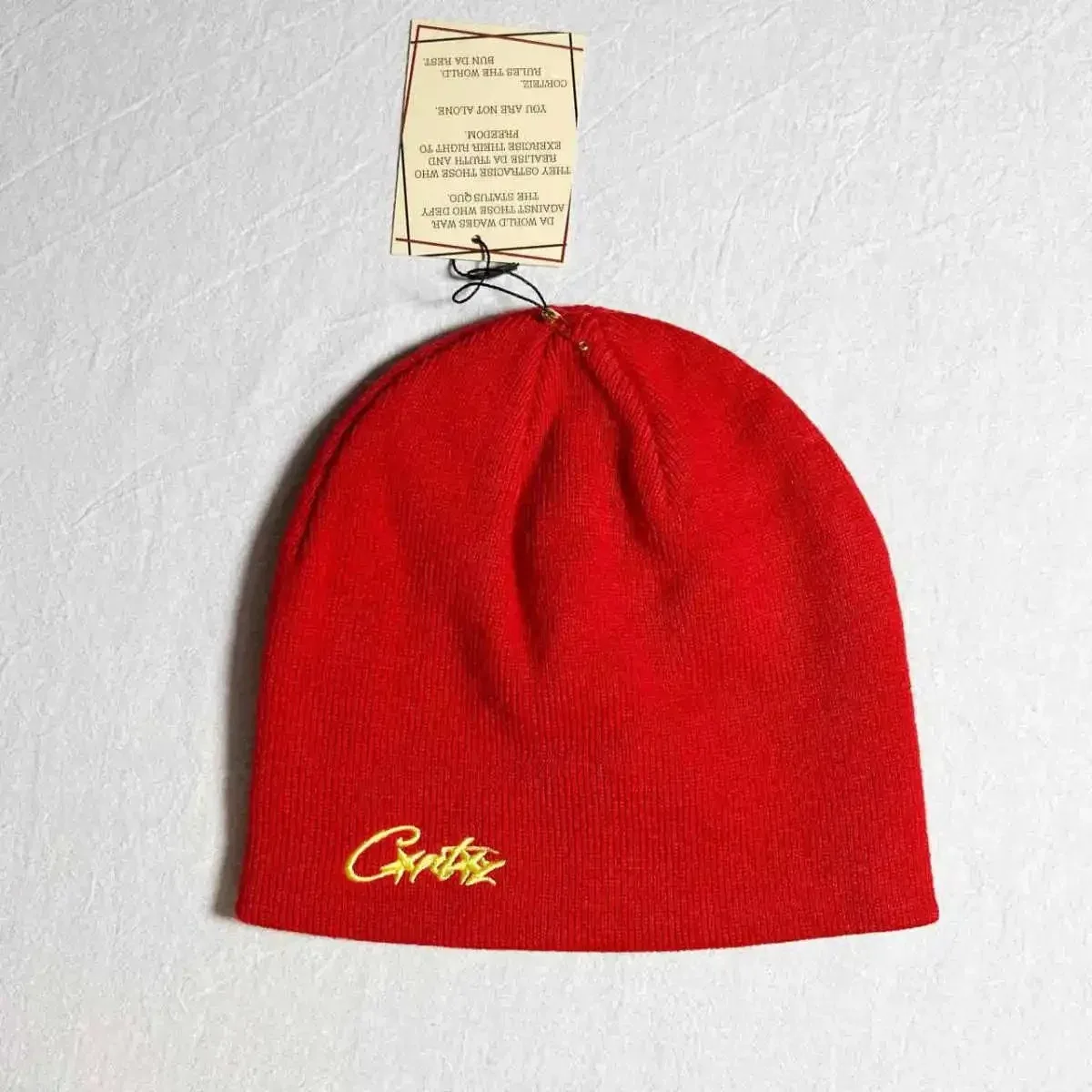 Other Cortez Red Beanie with Yellow Embroidery Headwear Red - 1