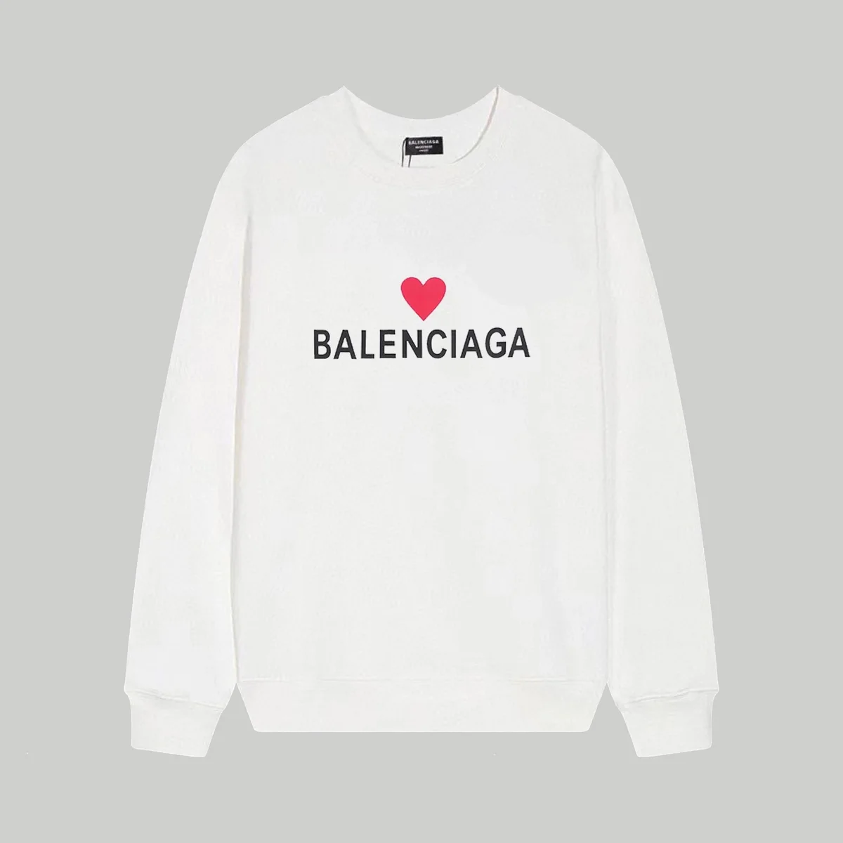 Balenciaga Balenciaga White Heart BALENCIAGA Logo Sweatshirt White - 1
