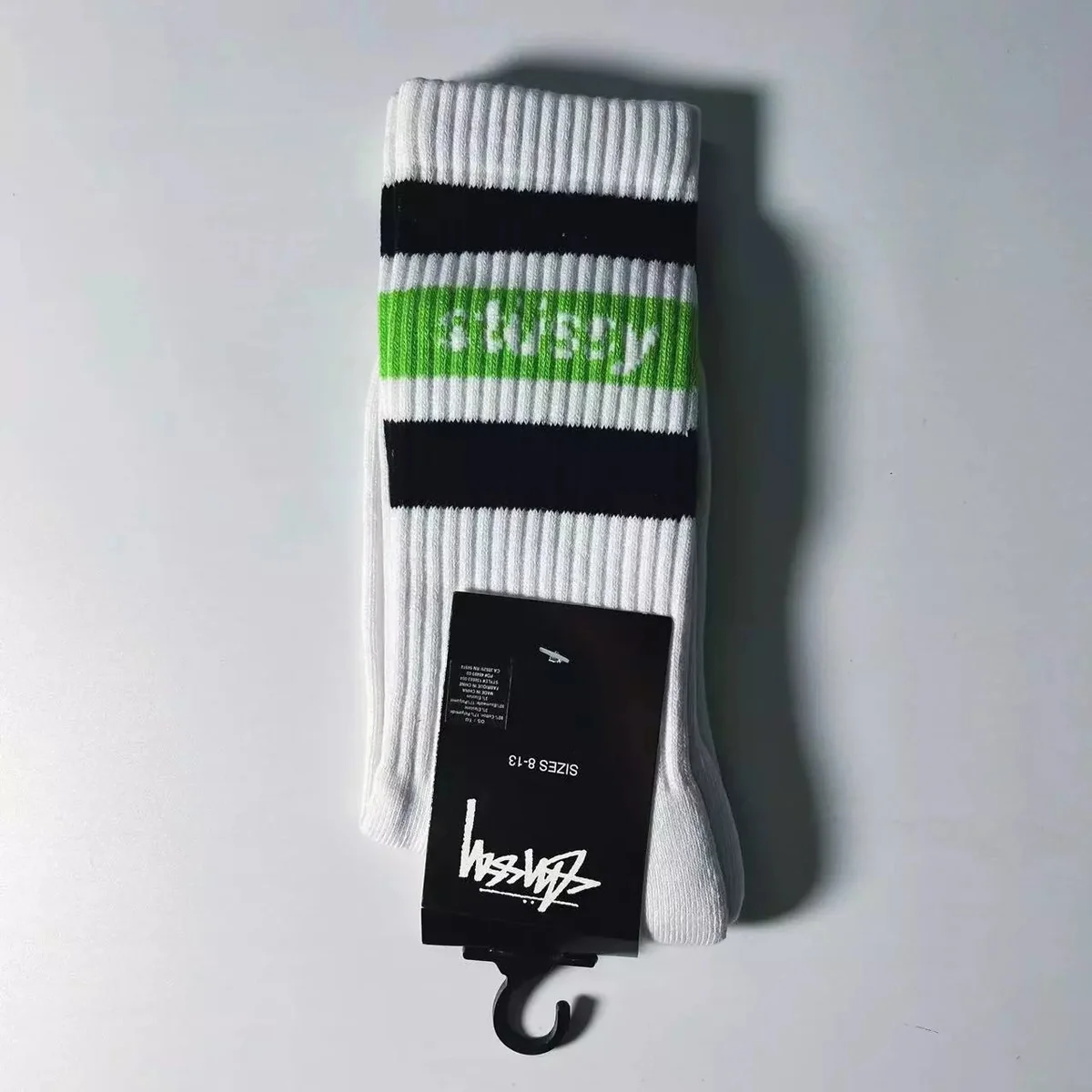 Stussy Stussy Striped Green Socks White