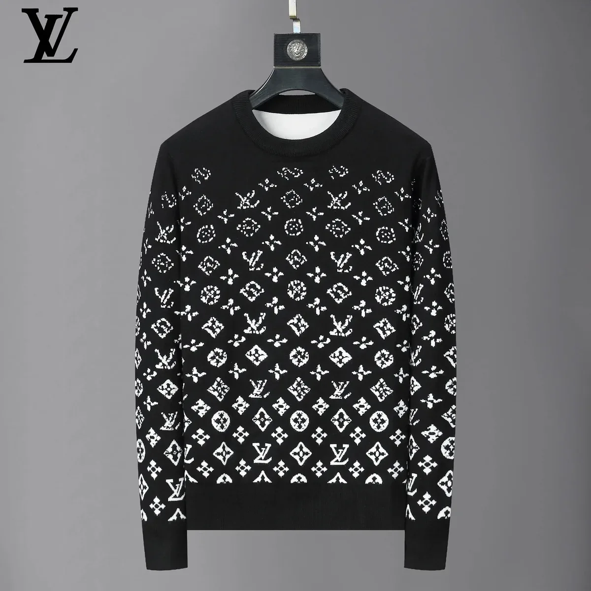 Louis Vuitton Louis Vuitton Monogram Black and White Knit Sweater Black