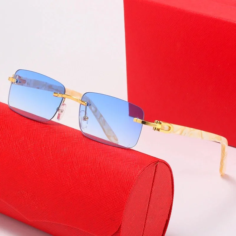 Cartier Cartier Soleil Blanc Gold Frame Gradient Blue Lens Sunglasses Gold - 1