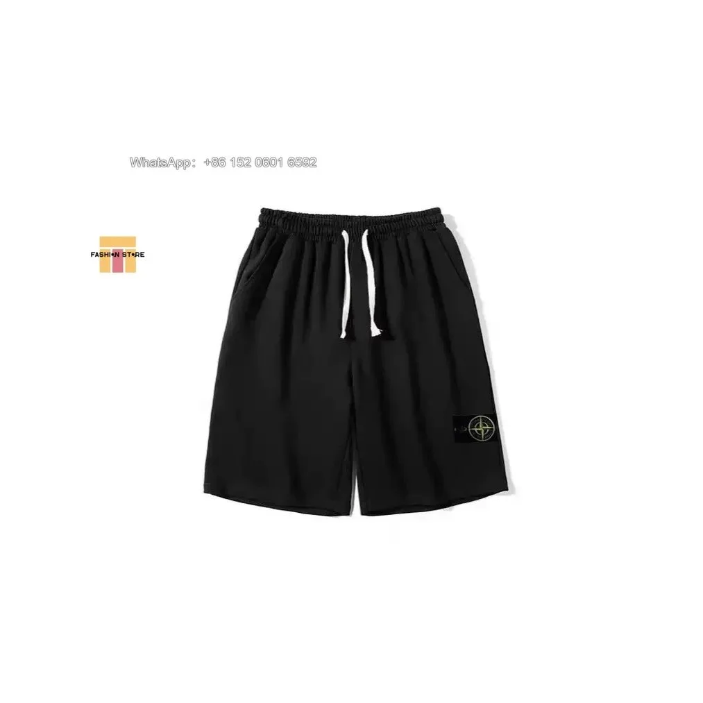 Stone Island Stone Island Black/White Drawstring Shorts Black