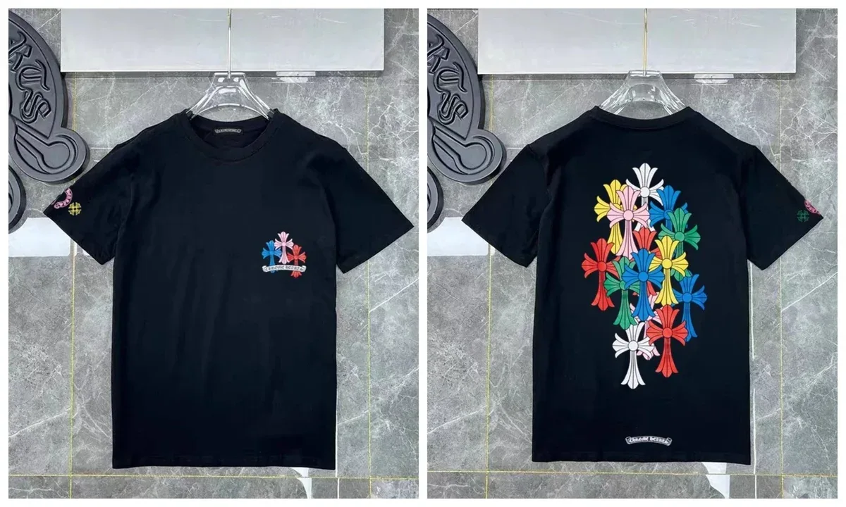 Chrome Hearts Chrome Hearts Floral Cross Multicolor Cross Print T-Shirt Black