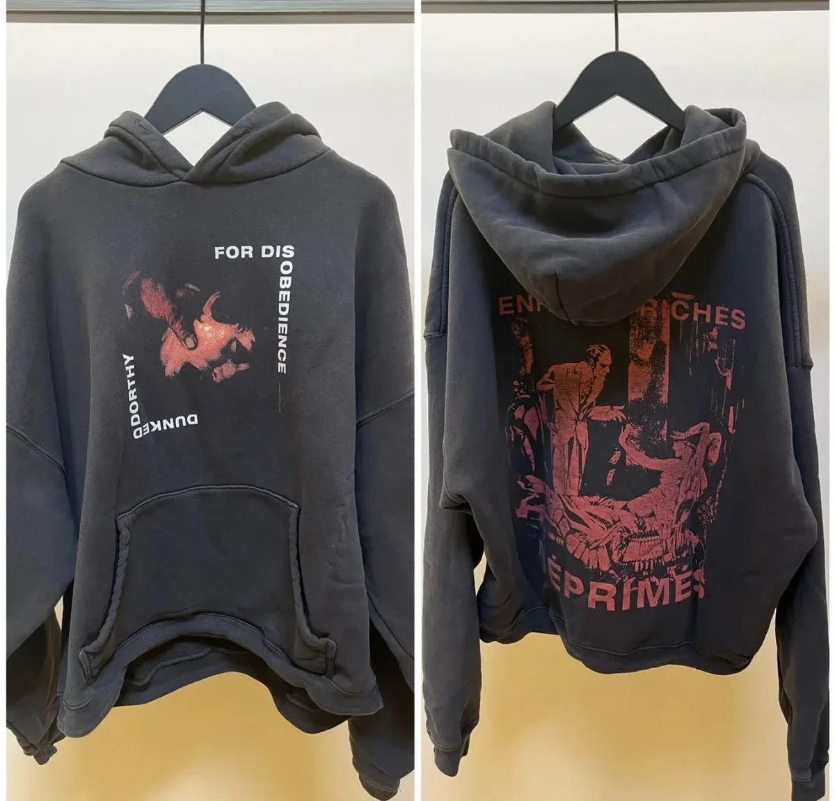 Other Washed Black Oversized Graphic Hoodie Black - 1