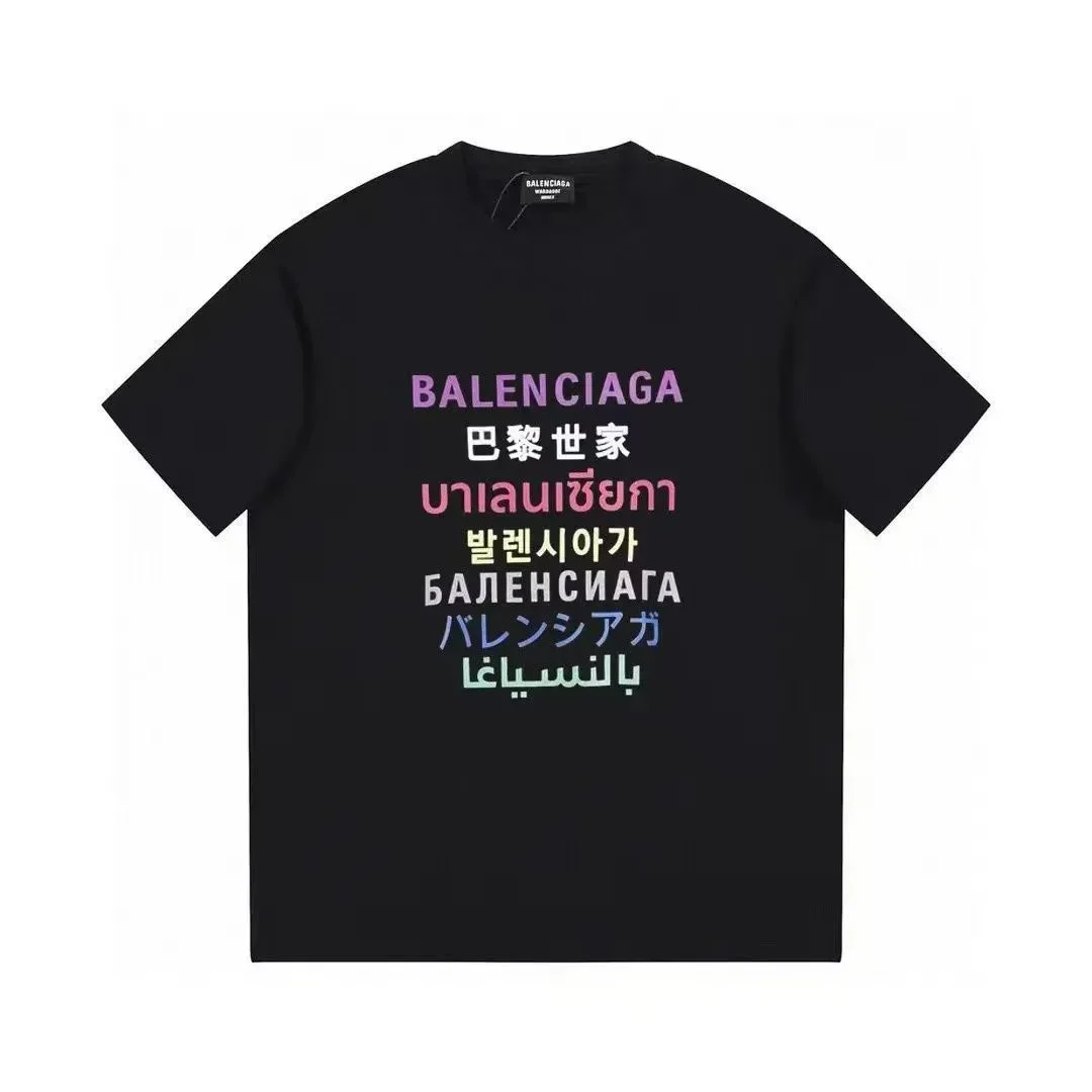 Balenciaga Balenciaga Black Multi-Language Logo T-Shirt Black - 1