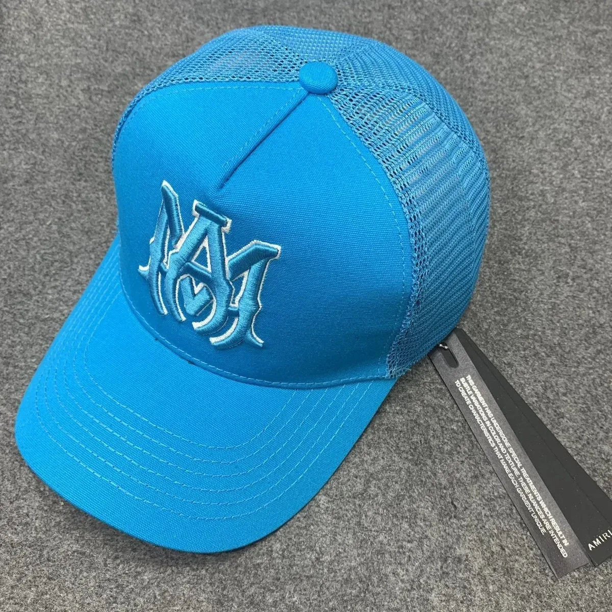 Amiri Amiri Blue Embroidered Mesh Trucker Cap Blue - 1