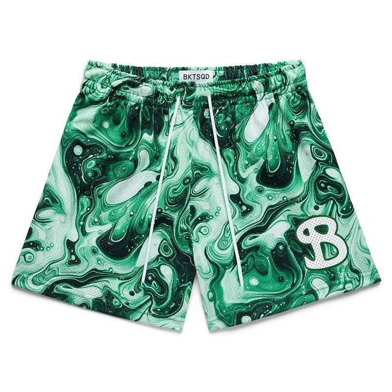Other BKTSD Pearl Green Marble Print Shorts Green - 1