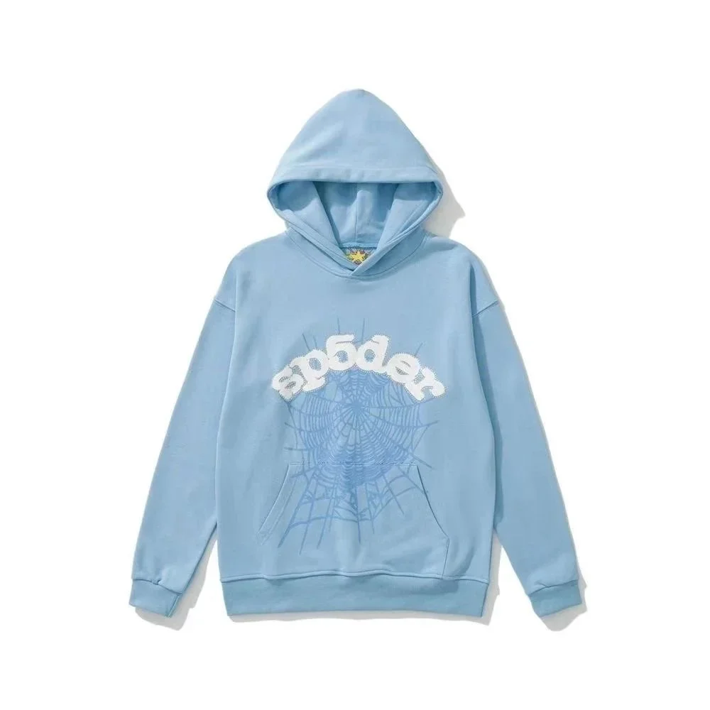 SP5DER SP5DER Sky Blue Spider Web Hoodie Blue - 1