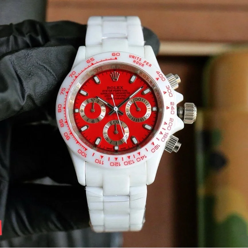 Rolex Rolex Daytona White Ceramic Red Dial Watch Red - 1